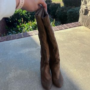 Pink lily over the knee boot